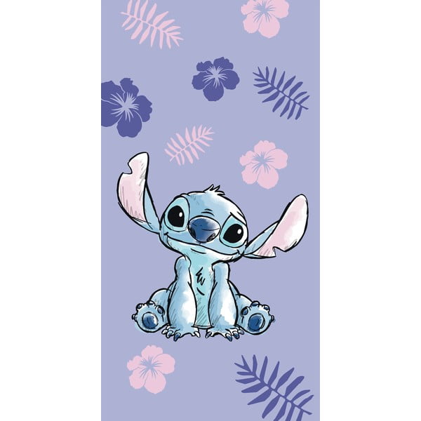 Vaikiškas rankšluostis violetinės spalvos iš medvilnės 70x140 cm Lilo and Stitch – Jerry Fabrics