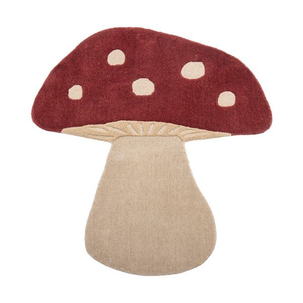 Raudonos spalvos iš vilnos vaikiškas kilimas 85x90 cm Mushroom – Bloomingville Mini