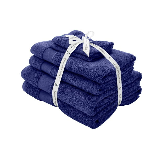 Tamsiai mėlynos spalvos iš frote audinio iš medvilnės vonios rankšluosčių rinkiniai 6 vnt. Anti-Bacterial – Catherine Lansfield