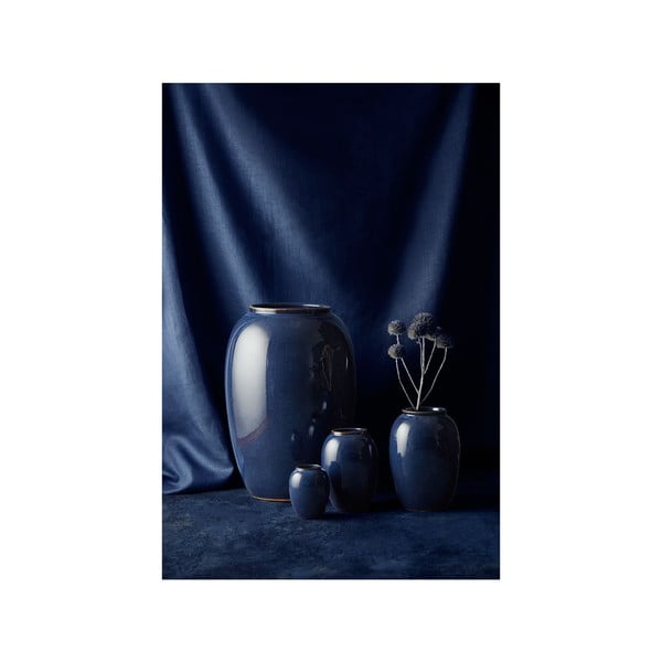 Tamsiai mėlynos spalvos iš akmens masės vaza (aukštis 25 cm) Gastro Dark Blue – Bitz-image-2