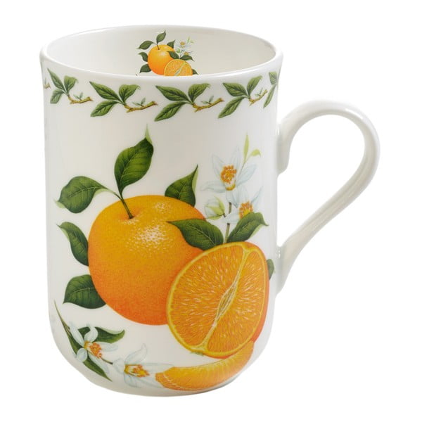 Kaulinio porceliano puodelis "Maxwell & Williams Orchard Fruits Orange", 320 ml
