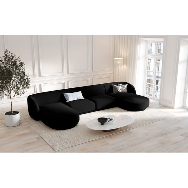 Juodo aksomo kampinė sofa (U formos) Miley - Micadoni Home-image-4