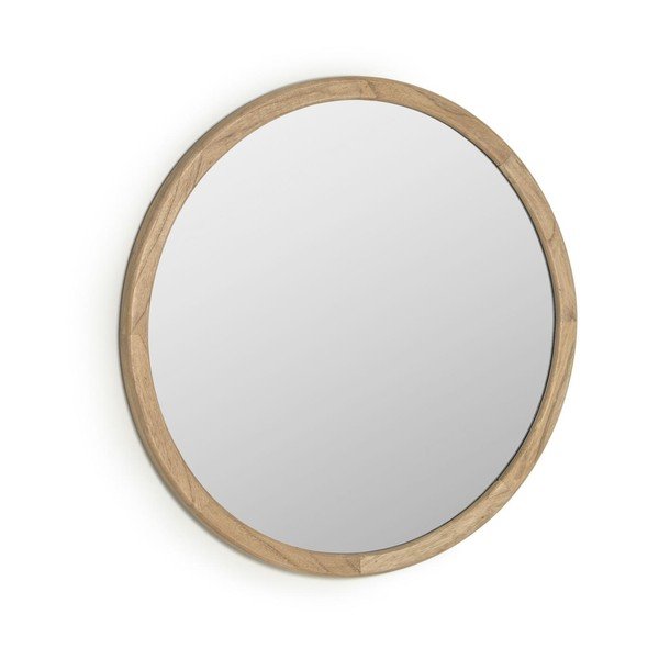 Sieninis veidrodis su medžio masyvo rėmu ø 80 cm Alum – Kave Home