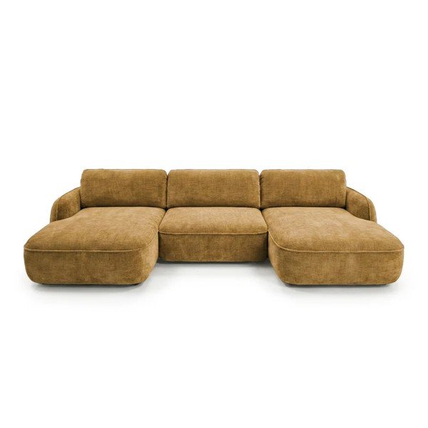 Geltonos spalvos sulankstoma/su sandėliavimo vieta kampinė sofa iš velveto („U“ formos) Celeste – Bobochic Paris
