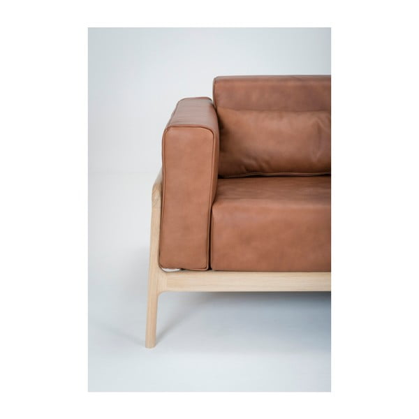 Ruda buivolo odos sofa su ąžuolo masyvo konstrukcija Gazzda Fawn, 210 cm-image-3