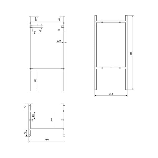 Iš metalo laikiklis kriauklei juodos spalvos 40x82 cm Puno – Sapho-image-3