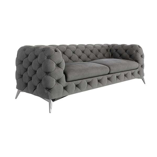 Pilkos spalvos iš velveto sofa 225 cm Chelsea – Ropez-image-1