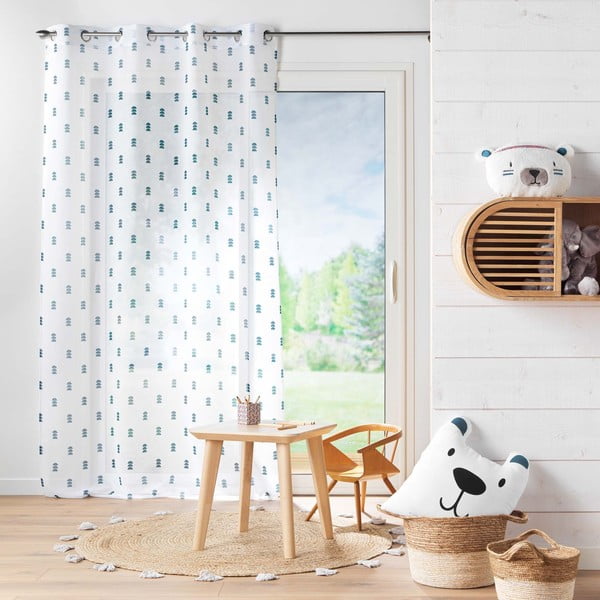 Permatoma užuolaida baltos spalvos/mėlynos spalvos 140x240 cm Geokid – douceur d'intérieur-image-2