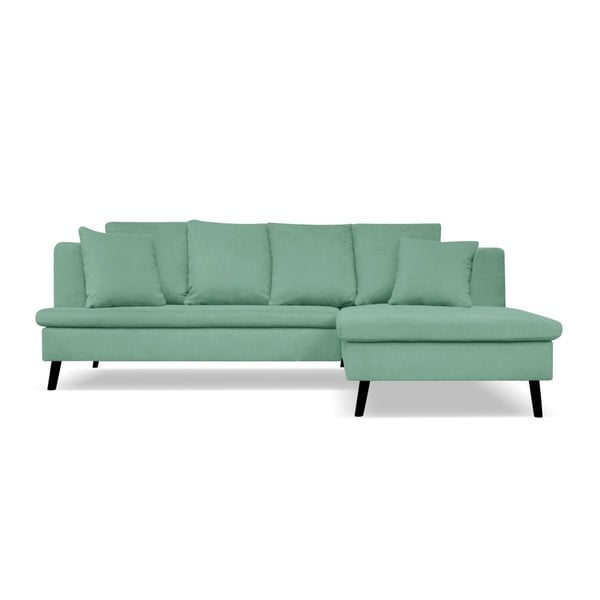 Mėtų žalios spalvos sofa keturiems asmenims su šezlongu dešinėje pusėje Cosmopolitan design Hamptons