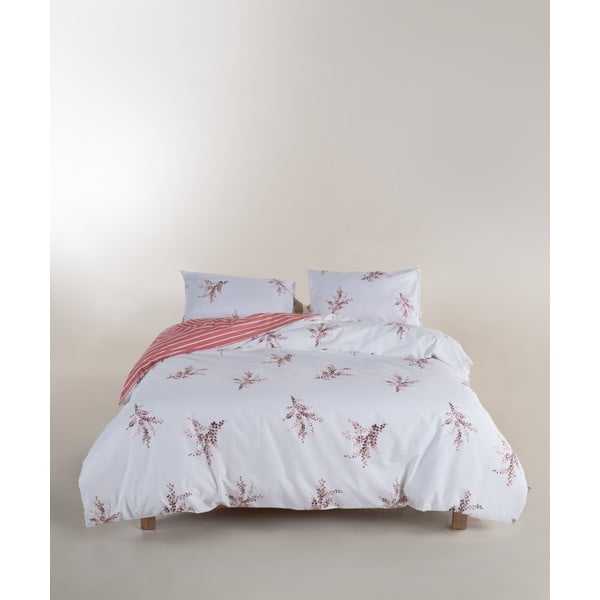Baltos spalvos/rožinės spalvos iš ranforce medvilnės viengulė patalynė 140x200 cm Breeze Floral – Mila Home Luxury