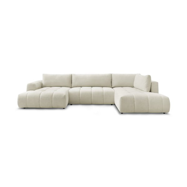 Smėlio spalvos sulankstoma/su sandėliavimo vieta kampinė sofa (su dešiniuoju kampu/„U“ formos) Fuji – Bobochic Paris