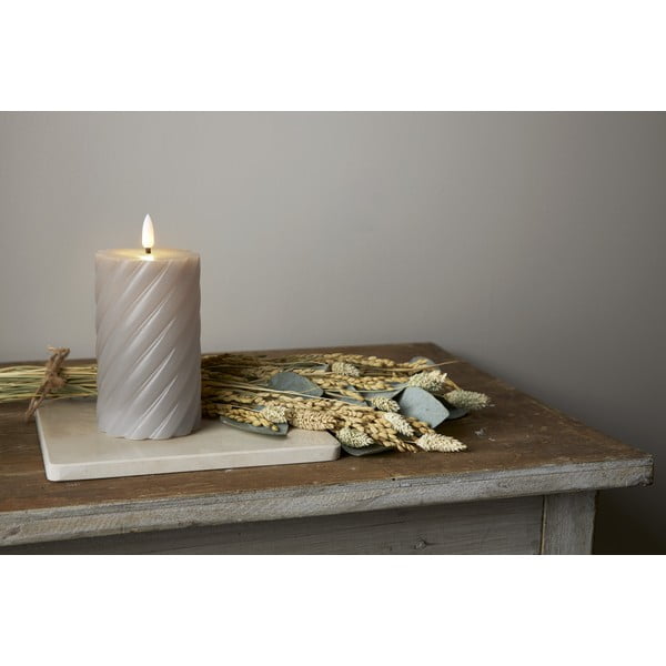 Pilkos spalvos vaško LED žvakė Star Trading Flamme Swirl, aukštis 15 cm-image-4