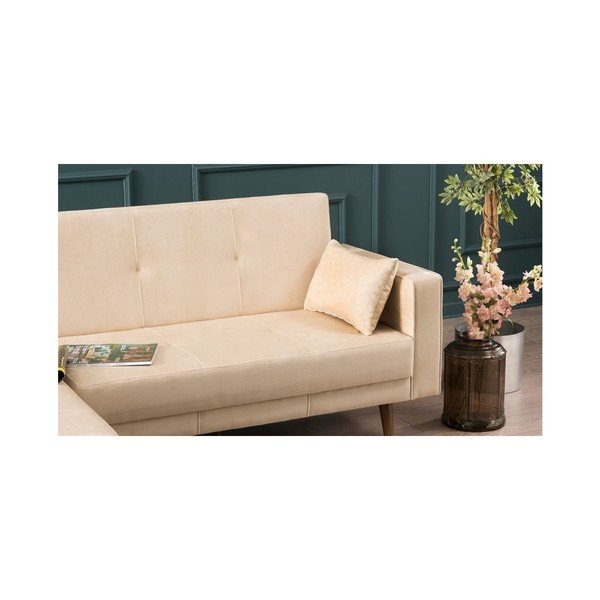 Kreminė sofa lova Dublinas, kairysis kampas-image-2