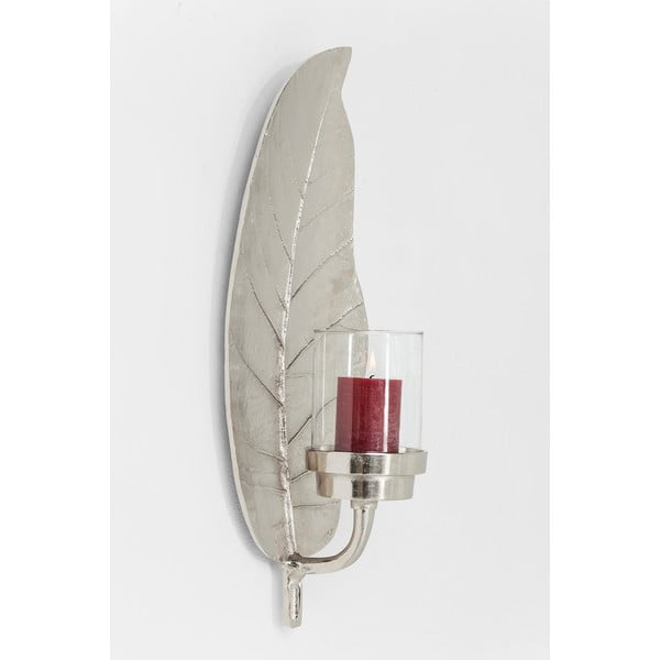 Sidabrinės spalvos metalinė sieninė žvakidė Kare Design Leaf