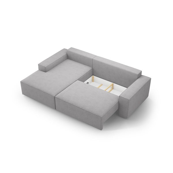 Iš boucle sulankstoma kampinė sofa šviesiai pilkos spalvos (su kairiuoju kampu) Jodie – Micadoni Home-image-4