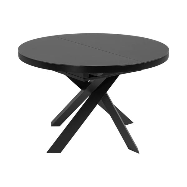 Apvalios formos prailginamas valgomojo stalas juodos spalvos su stikliniu stalviršiu ø 160 cm Vashti – Kave Home