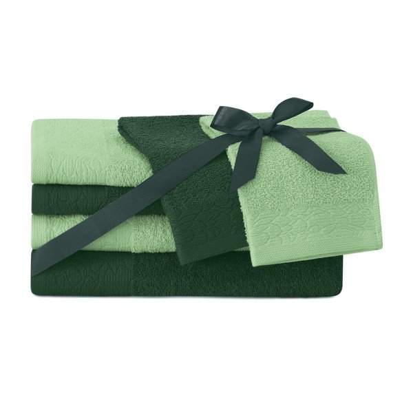 Žalios spalvos iš frote audinio iš medvilnės vonios rankšluosčių rinkiniai 6 vnt. Flos – Restilo-image-1