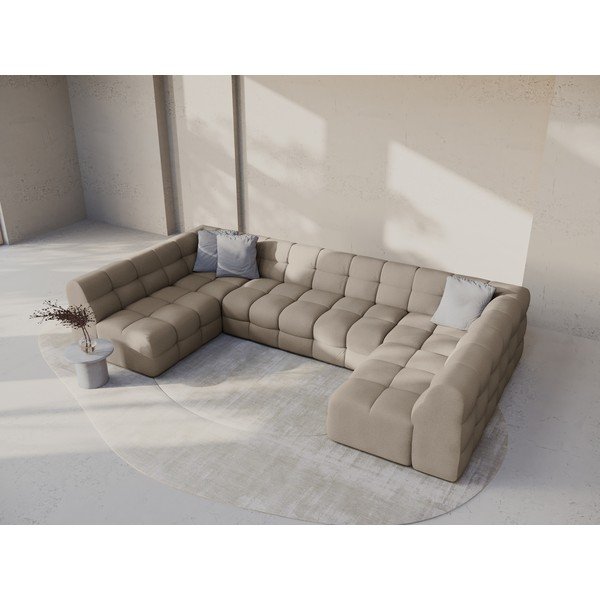 Rudos spalvos kampinė sofa („U“ formos) Kendal – Micadoni -image-1