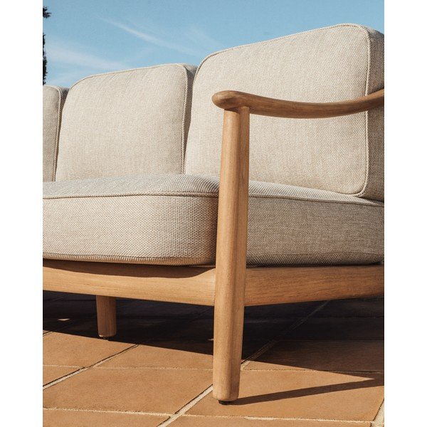 Smėlio spalvos/natūralios spalvos iš audinio sodo sofa Elunda – Kave Home-image-3