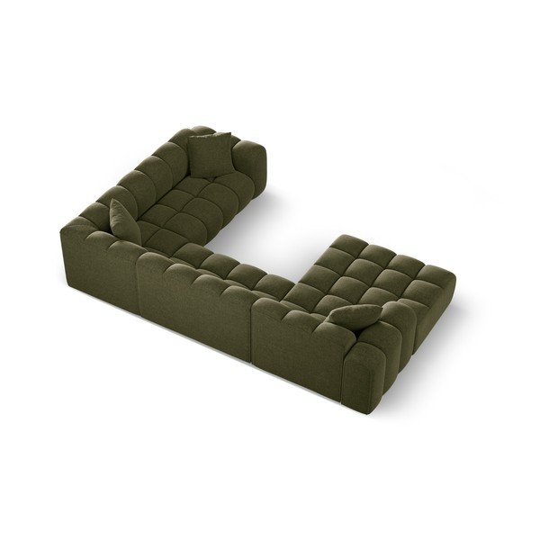 Žalios spalvos iš šenilinio audinio kampinė sofa (su dešiniuoju kampu/„U“ formos) Treno – Cosmopolitan Design-image-3