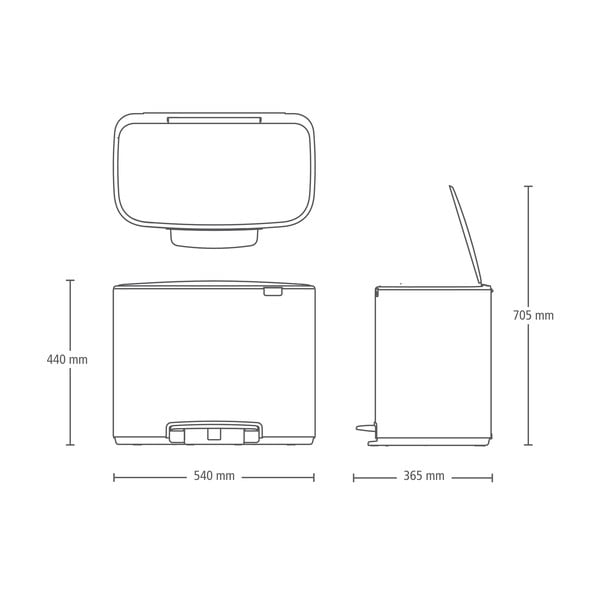 Iš plieno šiukšliadėžė pilkos spalvos rūšiavimui/su pedalu 33 l Bo – Brabantia-image-4