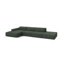 Žalios spalvos/smaragdinės spalvos kampinė sofa (su kairiuoju kampu/su gultu) Jodie – Micadoni 