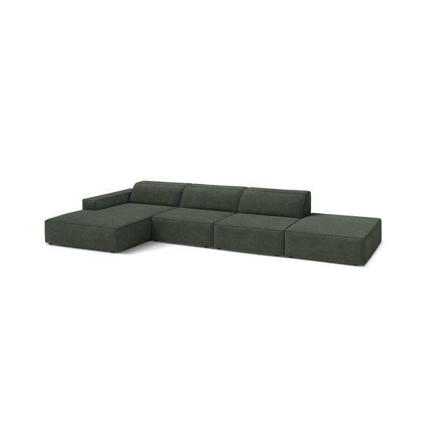 Smaragdinės spalvos modulinė kampinė sofa (su kairiuoju kampu/su gultu) Jodie – Micadoni 