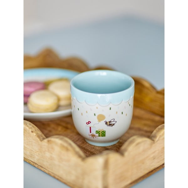 Mėlynos spalvos/kreminės spalvos iš akmens masės vaikiškas puodelis 150 ml Celebrate – Bloomingville Mini-image-4
