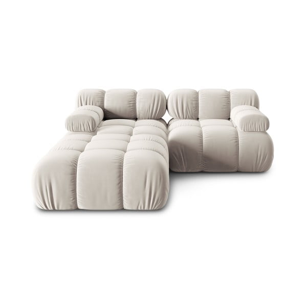 Kampinė sofa smėlio spalvos iš velveto Bellis – Micadoni Home