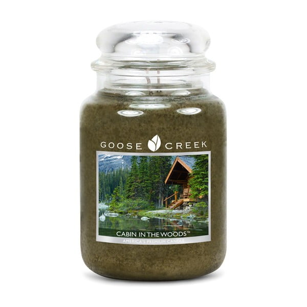 Kvapnioji žvakė stikliniame indelyje "Goose Creek House in the Woods", 150 valandų degimo