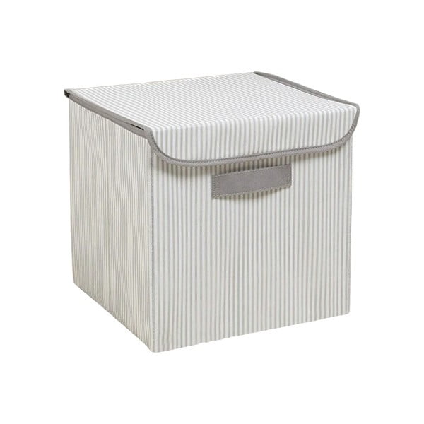 Iš tekstilės daiktadėžė pilkos spalvos su dangčiu 30x30x30 cm – Mioli Decor