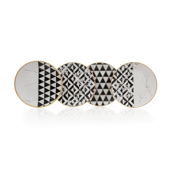 Lėkštės juodos ir baltos spalvos iš keramikos 4 vnt. ø 25 cm – Hermia