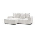 Baltos spalvos sulankstoma/su sandėliavimo vieta kampinė sofa iš boucle (su kairiuoju kampu/su gultu) Roxelane – Bobochic Paris