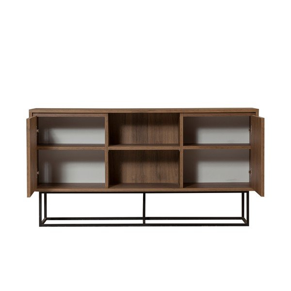 Žema šoninė spintelė natūralios spalvos iš riešutmedžio 140x72 cm Rodez – Kalune Design-image-2