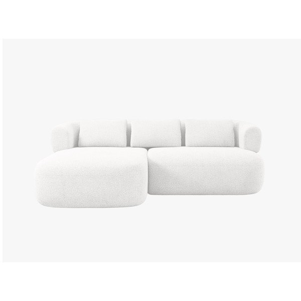 Dramblio kaulo spalvos kampinė sofa iš boucle (su kairiuoju kampu/su gultu) Jenny – Micadoni -image-2