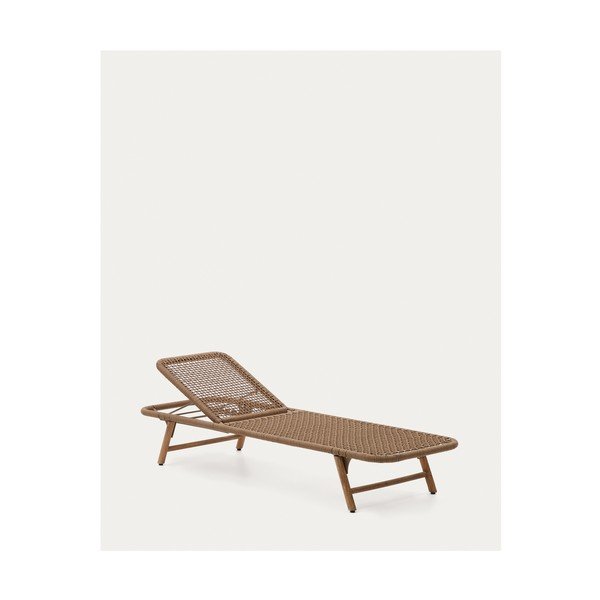 Rudos spalvos medžio masyvo/metalinis sodo šezlongas Dandara – Kave Home-image-2