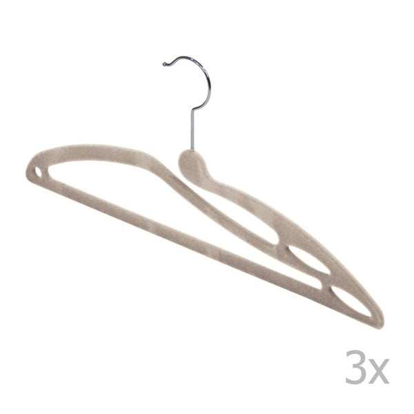 3 smėlio spalvos pakabų marškinėliams rinkinys Domopak Velvet-image-1