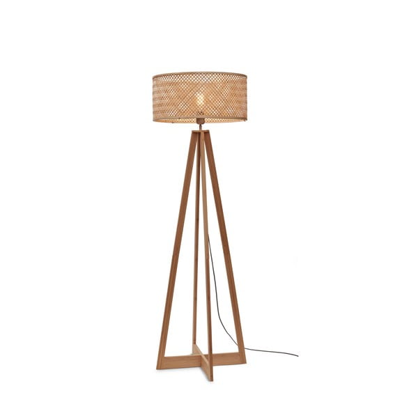 Pastatomas šviestuvas natūralios spalvos (aukštis 145 cm) su bambukiniu gaubtu Java – Good&Mojo