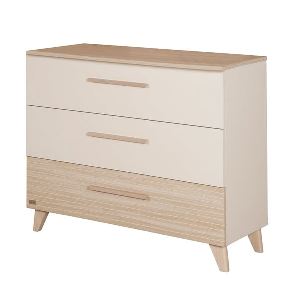 Kreminės spalvos/natūralios spalvos su vystymo stalu vaikiška šoninė spintelė iš ąžuolo 110x98x75 cm Sidney – Roba-image-2