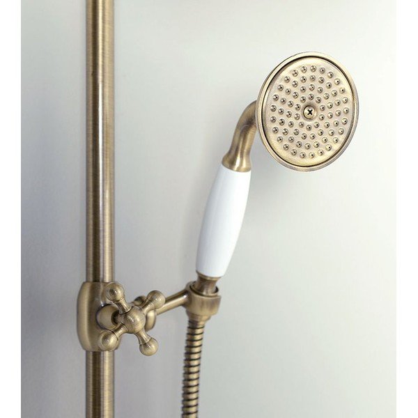 Iš žalvario dušo komplektas bronzinės spalvos su termostatiniu maišytuvu su dušo galvute/su rankiniu dušu 142 cm Antea – Sapho-image-3