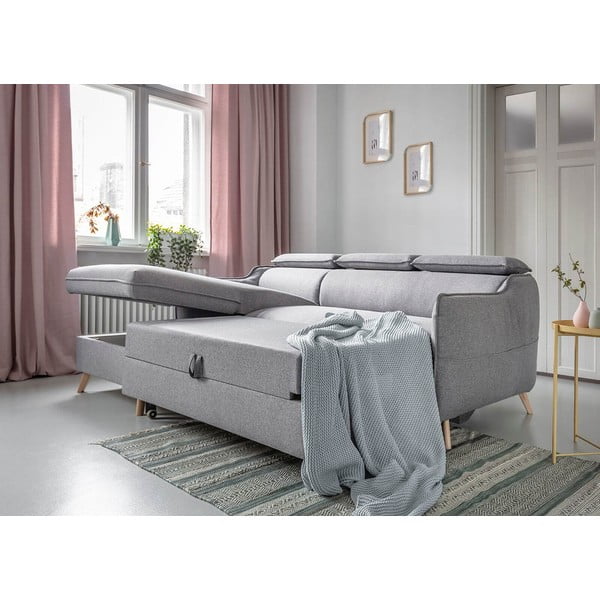 Sulankstoma kampinė sofa šviesiai pilkos spalvos (su kairiuoju kampu) Sweet Harmony – Miuform-image-3