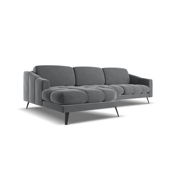 Pilkos spalvos iš velveto kampinė sofa (su kairiuoju kampu) Nalu – Makamii-image-4