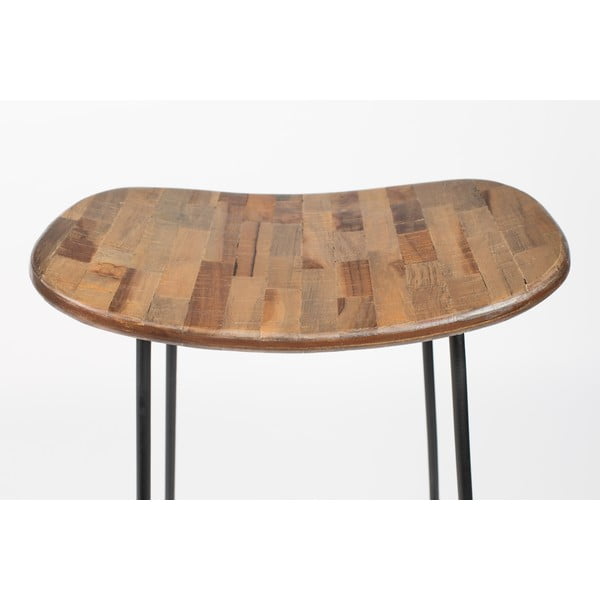 Natūralios spalvos iš tikmedžio masyvo baro taburetė (sėdynės aukštis 76 cm) Tangle – White Label-image-1