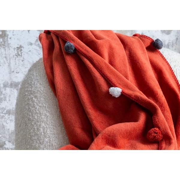 Raudonos plytų spalvos fleece tipo lovatiesė 150x200 cm Pom Pom – Mijolnir-image-4
