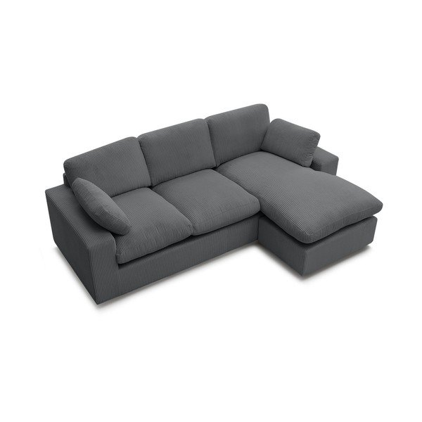 Tamsiai pilkos spalvos kampinė sofa iš kordinio velveto Belair – Bobochic Paris-image-3