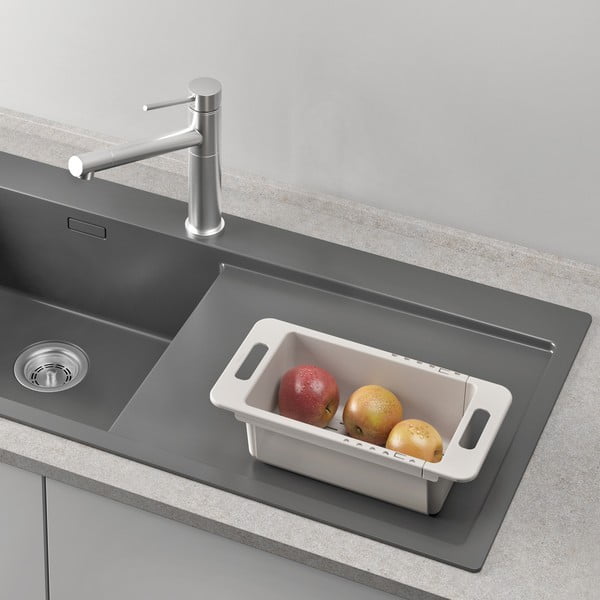 Reguliuojama pilkos spalvos iš plastiko ištraukiama džiovyklė kriauklei 52x18 cm – Metaltex-image-4