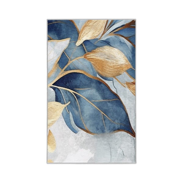 Skalbiamas kilimas mėlynos spalvos/auksinės spalvos 120x180 cm Golden Leaves – Mila Home