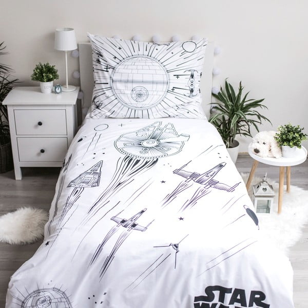 Viengulė vaikiška patalynė iš medvilnės su žėrinčiu efektu 140x200 cm Star Wars – Jerry Fabrics-image-2