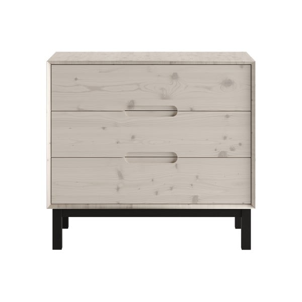 Iš pušies masyvo žema vaikiška šoninė spintelė baltos spalvos 100x91 cm Country – Pinio