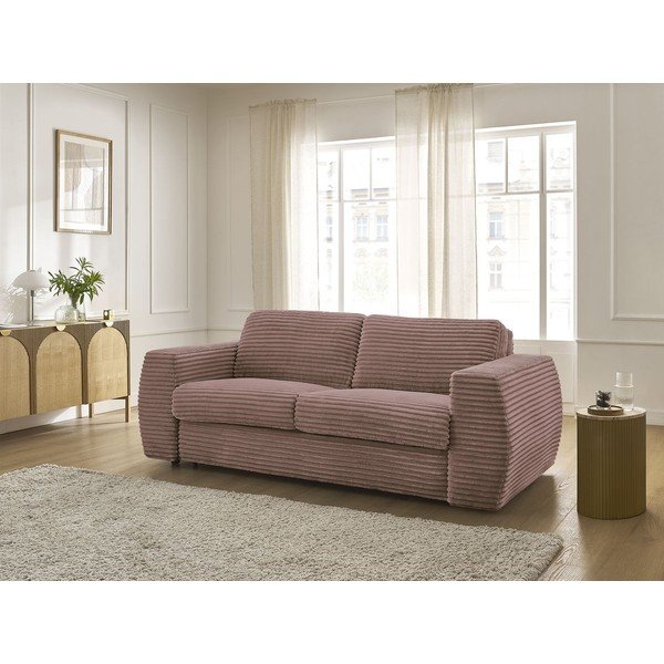 Rožinės spalvos sofa miegojimui/sulankstoma iš kordinio velveto 240 cm Hugo – Bobochic Paris-image-1